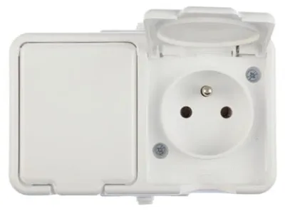 Image de Prise double apparente hermétique blanche IP44 CEDAR NT230H01