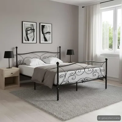 Productafbeelding van Maison Exclusive - Bedframe met lattenbodem, zwart metaal, 180 x 200 cm