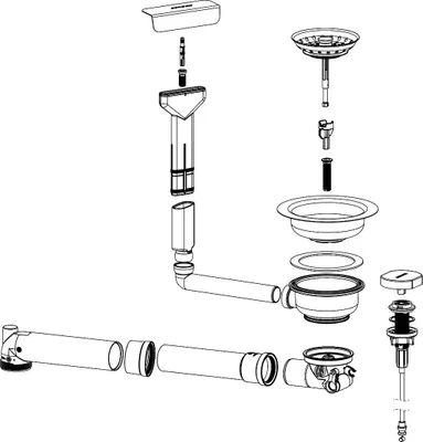 Produktbild von SCHOCK Ablaufgarnitur mit Excenterbedienung 410073CHR für Spüle Manhattan D-100XS, D-100S und D-100L ab BJ 01/2024 / Ab- und Überlaufgarnitur