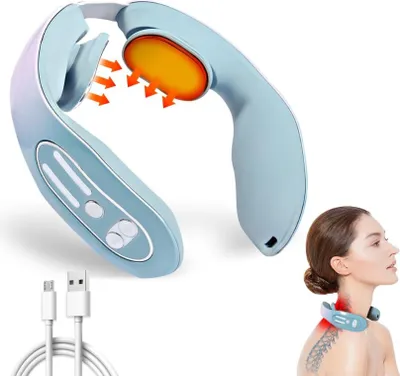 Produktbild von Nackenmassagegerät, 12 Intensitätsstufen, intelligentes elektrisches Puls-Nackenmassagegerät mit Wärmetherapie, Linderung von Nackenschmerzen