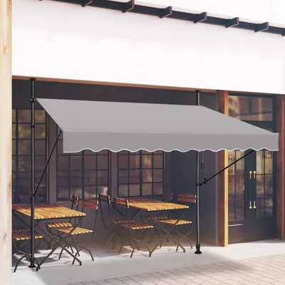 Produktbild von FIVMEN Klemmmarkise Balkon 200cm breit - Markise mit Handkurbel Höhenverstellbar Balkonmarkise ohne Bohren, UV-Schutz, Sonnenschutz, Wetterfest (200 x 120cm, Grau)