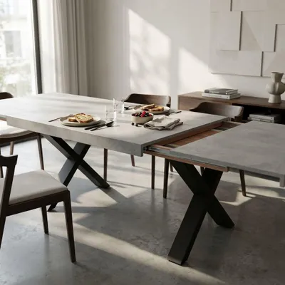 Immagine prodotto di Milani Home - tavolo da pranzo allungabile 160-205-250 x 90 x 77 cm, effetto marmo, metallo