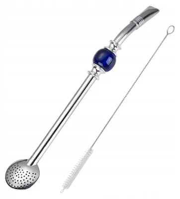 Obrázek produktu pro Bombilla Royal Yerba Mate, 21 cm - Granátový kámen + čistič (bomba)