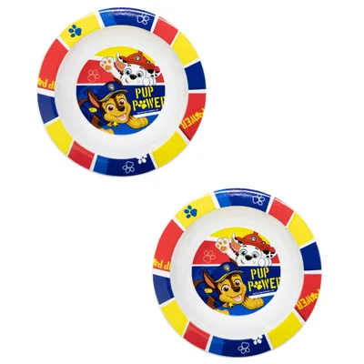 Produktbild von Kinder Schüssel Set 2-teilig – Paw Patrol Müslischalen mit Chase & Marshall – Kunststoff Kinderschüssel 15 cm, Frühstücksschüssel BPA-frei