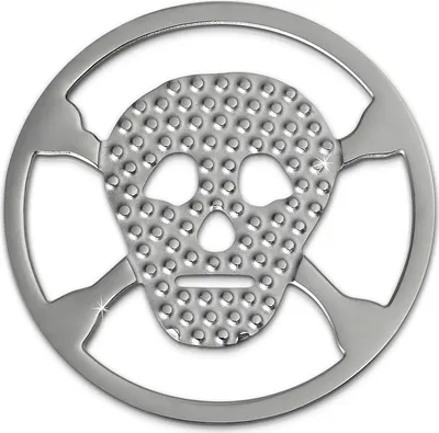 Image de Amello Coins en acier inoxydable argent 30 mm insertion tête de mort Femme Coin ESC512J