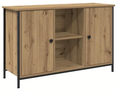 Image de meuble TV - meuble de télévision - meuble multimédia - commode - meuble pour télévision - chêne noir - 101x35x65 cm