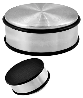 Produktbild von 2er Set Türstopper aus massivem Edelstahl - Schwerer Bodenstopper mit 1,2 kg pro Stück, Türstopper im modernen Design mit Gummiring zum Schutz der Türen