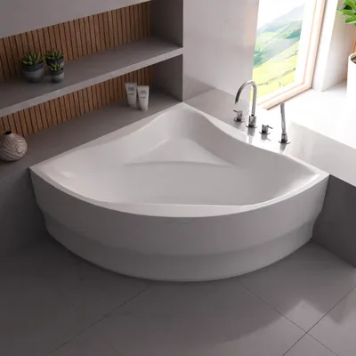 Produktbild von ECOLAM Badewanne Glamour 140x140 cm Eckbadewanne + Schürze Wanne mit Sitz symmetrische Acrylwanne Eckwanne Ablaufgarnitur Füße Silikon