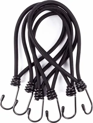 Productafbeelding van Elastische spanband voor het vastzetten van rijen - 20 cm lang - zwart - met haken