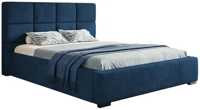 Produktbild von Polsterbett 140x200 Latis mit Bettkasten, Metall Lattenrost - Hersteller, Schlafzimmer, Doppelbett, Samtstoff Blau
