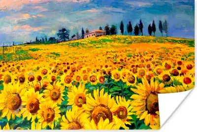 Produktbild von MuchoWow® Poster Ölfarbe - Gemälde - Blumen - Sonnenblume 120x80 cm - Bilder