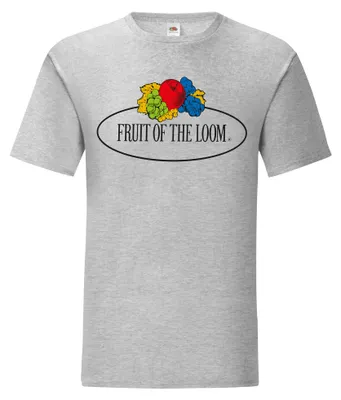 Produktbild von Fruit of the Loom Iconic 150 T-Shirt mit Vintage-Logo auf der Brust Farbe: graumeliert - Vintage-Logo groß Größe: XL