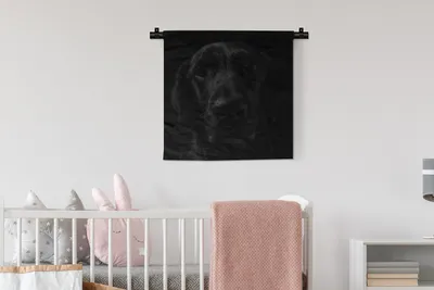 Produktbild von MuchoWow® Wandteppich Wandbehang Hund - Schwarz - Labrador 60x60 cm Tapisserie Dekoration Wandtuch - Dekorationen - Wand Decke