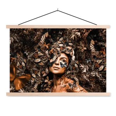 Produktbild von MuchoWow® Textilposter Frau - Luxus - Pflanzen 60x40 cm mit holzfarbenen Rahmen - Bilder