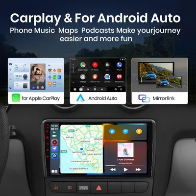 Productafbeelding van Multimedia Speler – Autoradio – Navigatiesysteem – 10-Inch IPS Scherm – Draadloze CarPlay & Android Auto