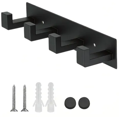 Garderobenhaken aus Metall, 4 Haken, schwarz, 31 cm
