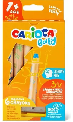 Produktbild von Carioca 3 in 1 Crayon, 6 Stück(e), Multi, Rund, 1 cm, 1 Jahr(e), Box