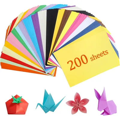 Origami-Papier A4, 200 Blatt, 20 Farben, 70 g/m², Bastelpapier