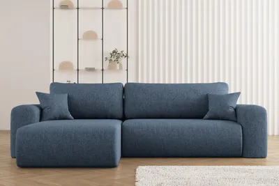 Produktbild von Ecksofa mit Schlaffunktion und für Bettzeug, L-förmiges Sofa, Capri Stoff Verita Links Marineblau