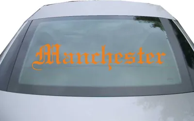 Produktbild von Indigos UG - Aufkleber Heckscheibe & Motorklappe DE6646 - orange - 600x120 mm - Manchesten - Auto Scheiben Fenster Heckklappe Tuning Racing JDM - Die cut