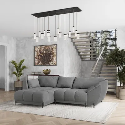 Produktbild von Masseno Ecksofa VESTANO L-S mit Schlaffunktion L-Form, Sofa mit Bettkasten, Wohnzimmersofa, Couch, Soffa, Bettsofa, Couchgarnitur- Grau, QUELLE 92