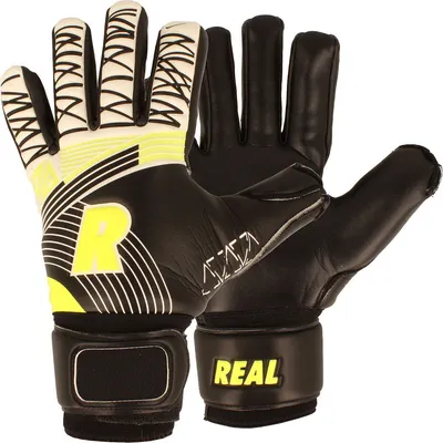 Produktbild von Real Support Torwarthandschuhe Kinder - Schwarz / Neongelb | Größe: 7,5