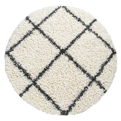 Produktbild von TT Home Wohnzimmer Hochflor Teppich Shaggy Modernes Rauten Design In Skandi Optik Größe 160 cm Rund