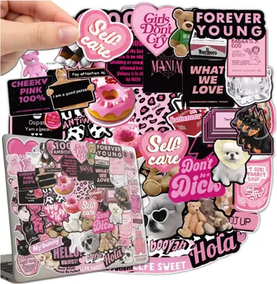 Obrázek produktu pro Samolepky Y2K Downtown Girls, růžové, sada 50 ks, dekorace pro kutily