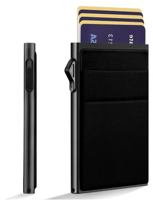Produktbild von Minimalistische Brieftasche mit RFID-Schutz und Münzfach, schlankes Kartenetui für Herren in Schwarz