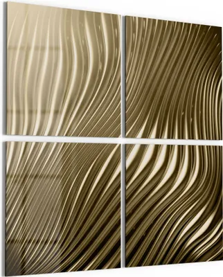 Produktbild von DEQORI Glasbild Echtglas 4x50x50 cm 'Goldenes Rillendesign' Wandbilder XXL groß