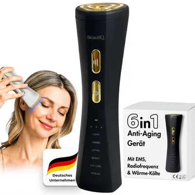 Produktbild von Gesichtsmassagegerät Lumèra - 6 Funktionen in 1 Gerät gegen alternde Haut, EMS & Radiofrequenz, Anti-Aging, Echtgoldaufsatz für Wärme-/Kälteleitung