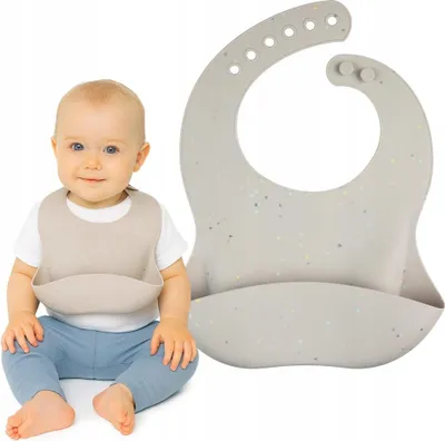 Obrázek produktu pro Silikonový Sliník Canpol Babies s Kapsou pro Miminka od 4 Měsíců - Hnědý