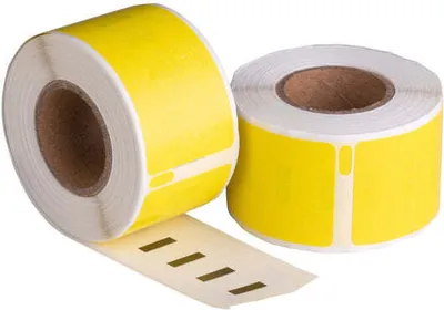Produktbild von Dymo 99010 Gelbe kompatible Etiketten - 89 mm x 28 mm - 130 Etiketten - Permanent