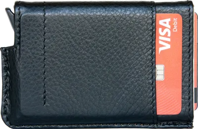 Produktbild von Mit schwarzem Leder überzogenes Aluminiumetui für 6+2-Zahlungen und andere Karten mit Auszug, mit festem Leder überzogen