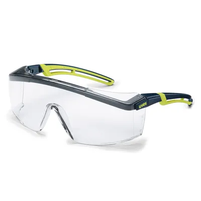 Product shot of safety glasses on a white background.