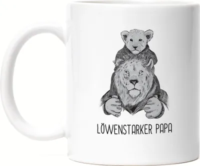 Produktbild von Löwenstarker Papa Tasse SW Spruch Löwenpapa Vatertag Geschenkidee Bester Papa Dad
