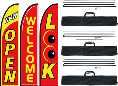 Produktbild von Beachflag Werbung - 498,5 cm Fahne - Banner für Open Look - Willkommen - Kundenakquise