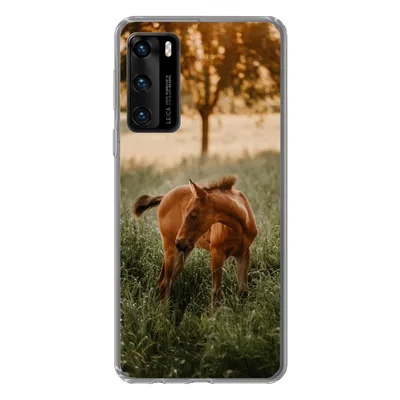 Produktbild von MuchoWow® Handyhülle Schutzhülle Hülle für Huawei P40 Pferd - Gras - Baum Silikon Softcase Handy Hülle - Handytasche
