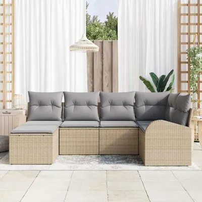 Image de Maison Exclusive - Ensemble de Canapés 6 pcs Beige et gris clair polyrotin