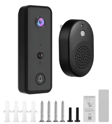 Obrázek produktu pro Kamera s videozvonkem, bezdrátová, s vyzváněním, napájení z baterie, inteligentní AI, PIR detekce člověka, IP65, vodotěsná, 2,4 G WLAN, obousměrný zvuk, noční vidění, cloudové úložiště, kamera na dveře domu, vnitřní/venkovní dohled