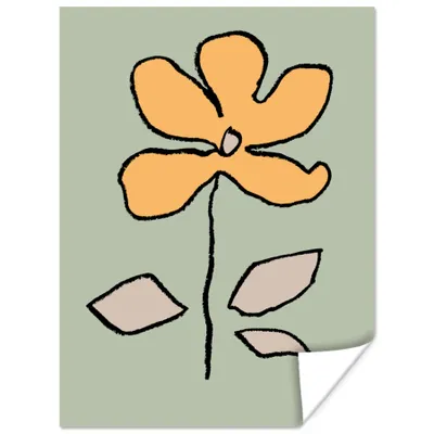 Produktbild von MuchoWow® Poster Blume - Gelb - Grün - Abstrakt 60x80 cm - Schlafzimmer Dekoration