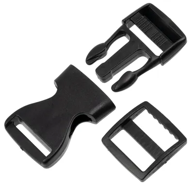 Schnellverschlussschnallen-Set 4+4, 25 mm, schwarz