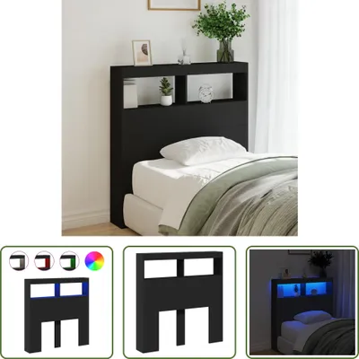 Obrázok produktu pre The Living Store LED čelo s policami čierne 100x17x102 cm