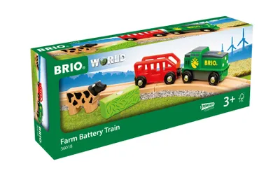 Immagine prodotto di Battery Farm Train - BRIO - Wooden Circuit - Wagon and Magnetic Load Included
