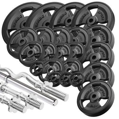 Produktbild von Marbo Sport Hantelstangen gummierte Tri-Grip Hantelscheiben Set 172 kg