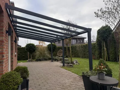 Produktbild von 380 x 300cm Aluminium Terrassenüberdachung Barcelona Anthrazit mit Glas