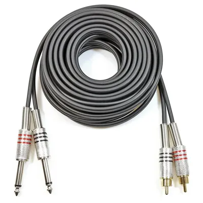 Produktbild von 6 m Zwillingskabel 2x Cinch male auf 2x 6,3 mm Klinke mono