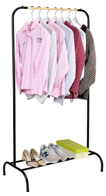 Produktbild von KITO Kleiderbügel schwarz mit Schuhablage, 150x79x41 cm, 10 kg Tragkraft