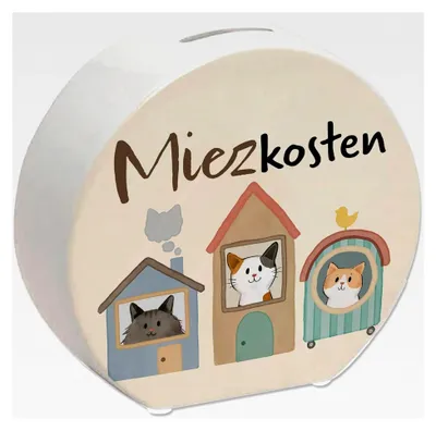 Produktbild von Katzen-Spardose mit Spruch Miezkosten