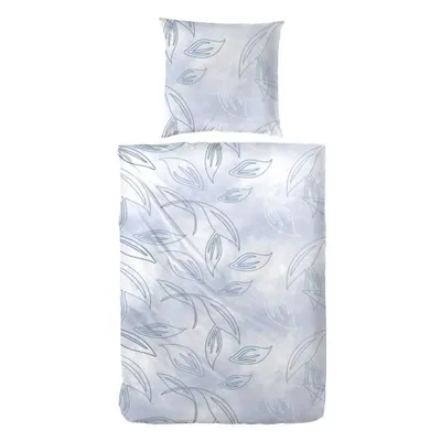 Produktbild von Hahn Feinbiber Bettwäsche Frieda 100% Baumwolle Reißverschluss Bettbezug Kissenbezug Bettgarnitur Bettwäsche-Set Bettzeug 135x200 cm Blau